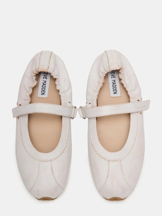 NEW STEVE MADDEN Leather Anaya Ballet Flats IN White Distressed 1125 3t7 - Picture 4 of 7